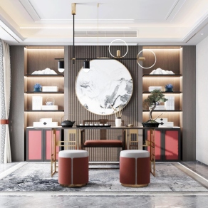 新中式茶室3D模型下载